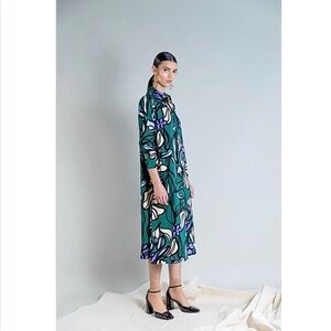 Psophía Floral Green Midi Dress